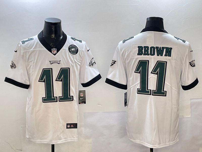Men Philadelphia Eagles #11 Brown White Second generations 2025 Nike Vapor Limited NFL Jersey style 3